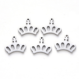 304 Stainless Steel Charms, Laser Cut, Crown