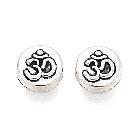 Сплавочные овальные бусины тибетского стиля , плоские круглые с Ом / АУМ