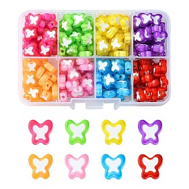 200Pcs 8 Colors Transparent Butterfly Acrylic Beads, Bead in Bead
