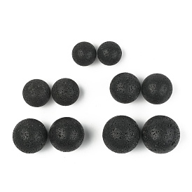Natural Lava Rock Beads, No Hole/Undrilled, Round, for Cage Pendant Necklace Making