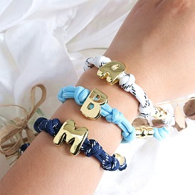 Браслеты из хлопкового шнура, сплетенные в узел., латунные подвески в виде букв алфавита для женщин и мужчин, золотые