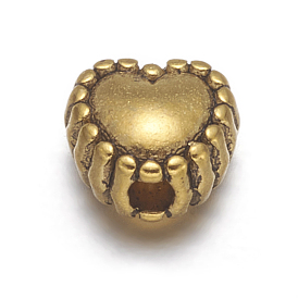 Tibetan Style Alloy Beads, Cadmium Free & Lead Free, Heart, 5x6x4mm, Hole: 1.5mm