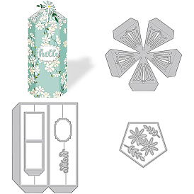 3Pcs 3 Styles Carbon Steel Cutting Dies Stencils, for DIY Scrapbooking, Photo Album, Decorative Embossing Paper Card, Stainless Steel Color, Matte Style, Flower Dome Box