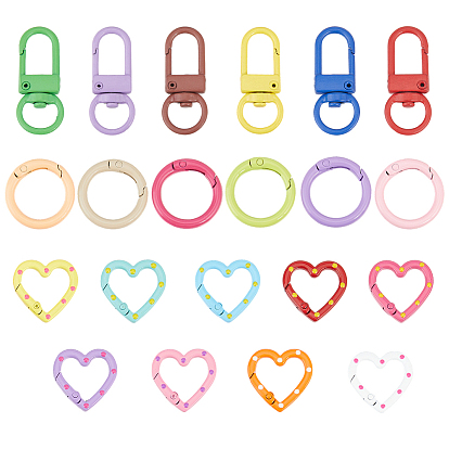 30шт. 3 варианты застежек из сплава, включая пружинные кольца для ворот и поворотные карабины-защелки.