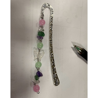 10 signets en alliage pcs, avec des perles de verre, d'améthyste naturelle, de cristal de quartz et d'aventurine verte