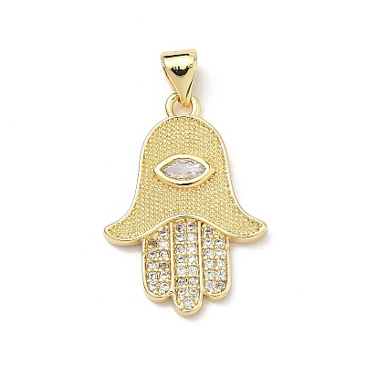 Латунные микро проложить кубического циркония подвески, hamsa hand charms, стойки покрытие, долговечный, без свинца и без кадмия