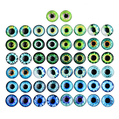 Cabochons de verre imprimées, un demi-tour / dôme avec motif d'oeil