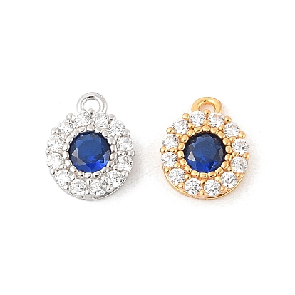 925 плоские круглые подвески из стерлингового серебра с прозрачными и темно-синими кубическими цирконами, стойки покрытие, с печатью 925