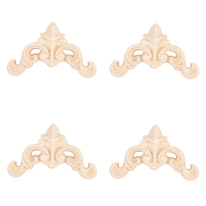 Резная накладка из каучукового дерева, центральная цветочная длинная аппликация, дверной шкаф-кровать неокрашенный декор европейский стиль