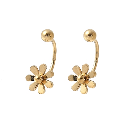 304 Stainless Steel Stud Earrings, Daisy Flower
