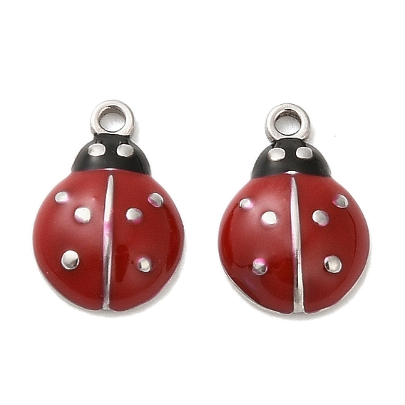 304 из нержавеющей стали шармы эмали, очарование божьей коровки, красные