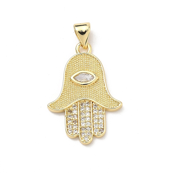 Латунные микро проложить кубического циркония подвески, hamsa hand charms, стойки покрытие, долговечный, без свинца и без кадмия
