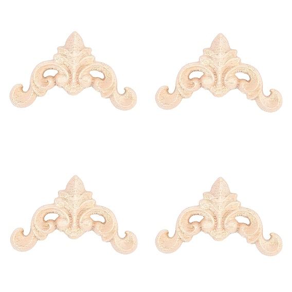 Резная накладка из каучукового дерева, центральная цветочная длинная аппликация, дверной шкаф-кровать неокрашенный декор европейский стиль