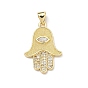 Латунные микро проложить кубического циркония подвески, hamsa hand charms, стойки покрытие, долговечный, без свинца и без кадмия
