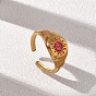 304 Stainless Steel Enamel Cuff Open Rings, Sun