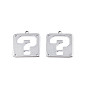 201 Stainless Steel Chandelier Component Links, Laser Cut, Square with Question Mark