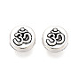 Сплавочные овальные бусины тибетского стиля , плоские круглые с Ом / АУМ