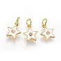 Латунные микро проложить кубического циркония прелести, с эмалью и кольцом для прыжков, звезда, золотые