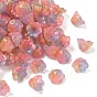 Transparent Glass Beads Caps, with Glitter Powder