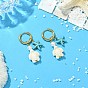 Серьги-кольца из синтетической бирюзы в виде черепахи и морской звезды, Серьги-подвески с жемчугом из ракушек, 202 кольцом из нержавеющей стали и 316 булавкой из хирургической нержавеющей стали.