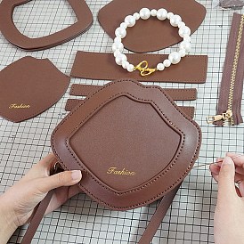 Kit de fabrication de sacs en forme de coquille, poignée en perles, fait à la main, bricolage, y compris les accessoires de sac en cuir pu