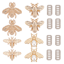 8 наборы 4 стиль пчела тема цинковый сплав сумки декоративные застежки, с пластиковой имитацией жемчуга и прокладками