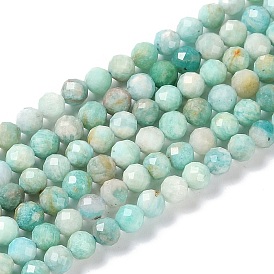 Natural Amazonite Beads Strands, Faceted, Round