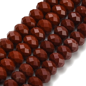 Натуральные красные яшмы бусы пряди, граненые, рондель