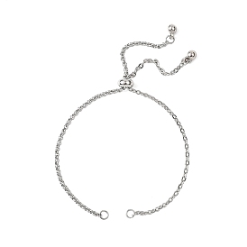 304 изготовление браслетов-цепочек из нержавеющей стали, с латунными скользящими бусинами