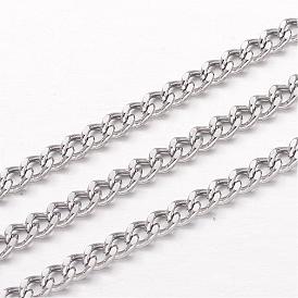 304 Stainless Steel Curb Chains, Twisted Chains, Unwelded, Faceted