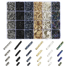 240шт 24 стили стеклянные витые стеклярусные бусины, металлических цветов