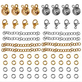 DIY 304 Stainless Steel Chain Extender Making Kits, Including Snap Clasps, Lobster Claw Clasps, Chain Extender and Jump Rings