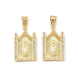 Латунные микро проложить кубического циркония подвески, церковные амулеты и амулеты Девы Марии, стойки покрытие, долговечный, без кадмия и без свинца