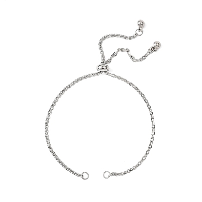 304 изготовление браслетов-цепочек из нержавеющей стали, с латунными скользящими бусинами