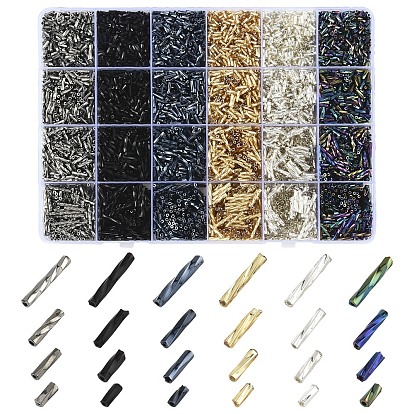 240шт 24 стили стеклянные витые стеклярусные бусины, металлических цветов