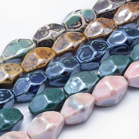 Perles de porcelaine écologiques faites à la main, riz facettes