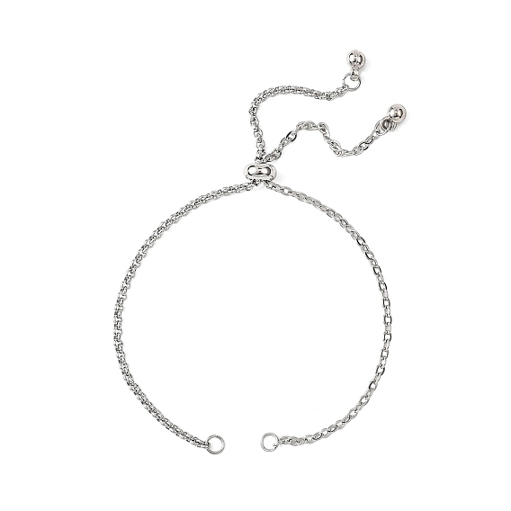 304 изготовление браслетов-цепочек из нержавеющей стали, с латунными скользящими бусинами