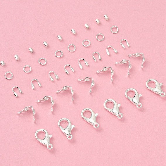 Набор для поиска поделок для изготовления ювелирных изделий, в том числе застежки-клешни из цинкового сплава, Железные соединительные колечки, латунные обжимные бусины, кончики бусин и защита для проволоки