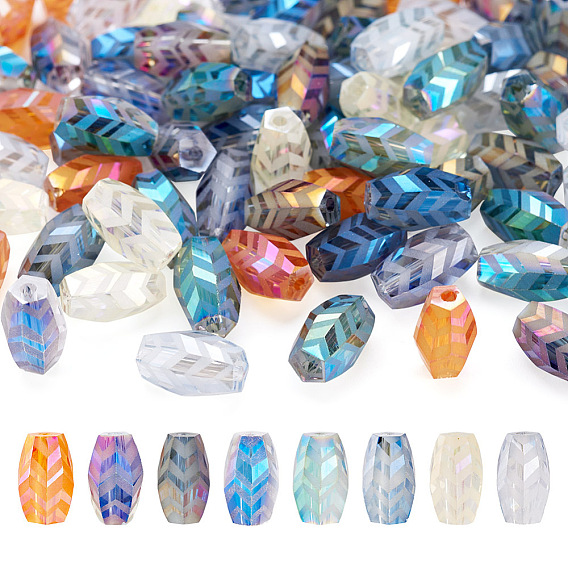 80шт 8 цвета прозрачные гальванические стеклянные бусины, граненый овал со стрелками