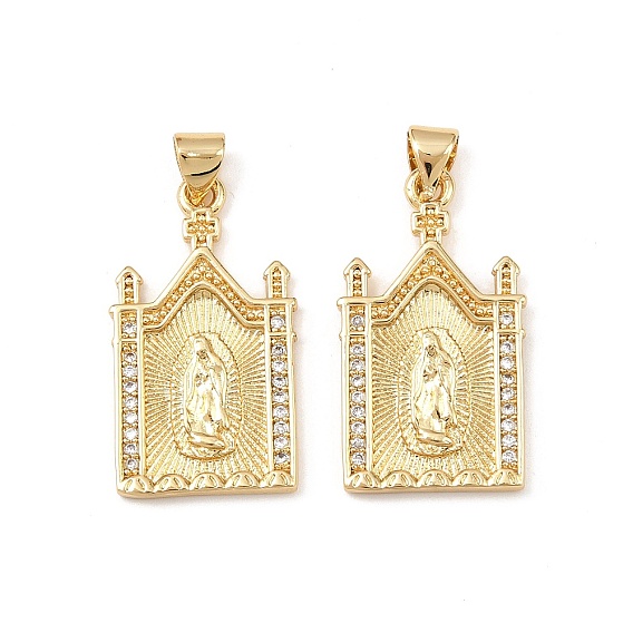 Латунные микро проложить кубического циркония подвески, церковные амулеты и амулеты Девы Марии, стойки покрытие, долговечный, без кадмия и без свинца