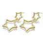 Brass Dangle Stud Earring, with Stainless Steel Pins, Nickel Free, Star