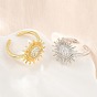 Sun Brass Micro Pave Cubic Zirconia Cuff Open Rings for Women, Cadmium Free & Lead Free, Rack Plating, Long-Lasting Plated