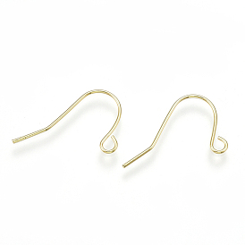 Crochets d'oreille en laiton, avec boucle horizontale, réel 18 k plaqué or