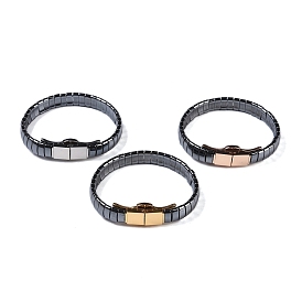 Synthetic Non-Magnetic Hematite Beaded Bracelets for Men, with 304 Stainless Steel Clasps