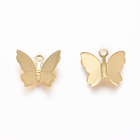 Brass Charms, Long-Lasting Plated, Butterfly