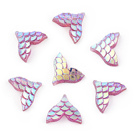 Cabochons transparents en résine époxy, avec de la poudre de paillettes, couleur ab , queue de poisson