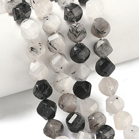 Натуральный турмалированный кварц / черный рутиловый кварц, граненые, твист