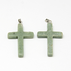 Подвески природа драгоценных камней, с латунной фурнитурой , крестик