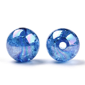 Bubblegum AB Color Transparent Crackle Acrylic Round Beads