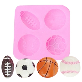 Sport Balls Food Grade Silicone Molds, Fondant Molds, For DIY Cake Decoration, Chocolate, Candy, UV Resin & Epoxy Resin Jewelry Making, Football, Basketball, Rugby, Baseball
